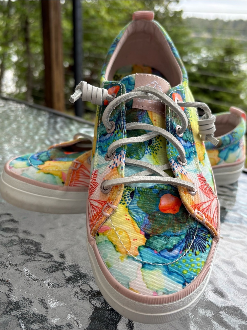 Sperry Watercolor Nature & Aquatic Theme Canvas Boat Shoe in Multi-Color Sz 8.5 - Picture 4 of 9